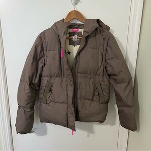 Crewcuts Kids 2-in-1 Brown Puffer Jacket with Removable Sleeves – Size 14